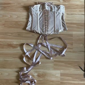 Beautiful Corset Story Satin Bridal Corset with Super Fine Mesh Panels